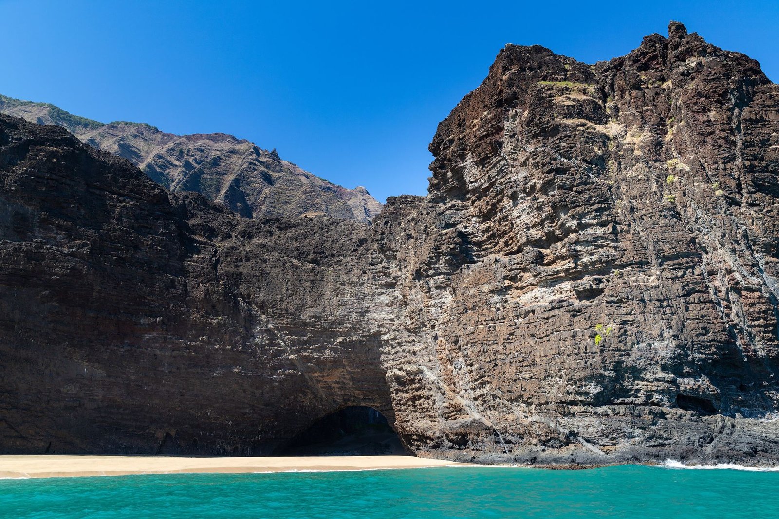 Na Pali Coast cliffs above Honopu (King Kong) Beach, Kauai