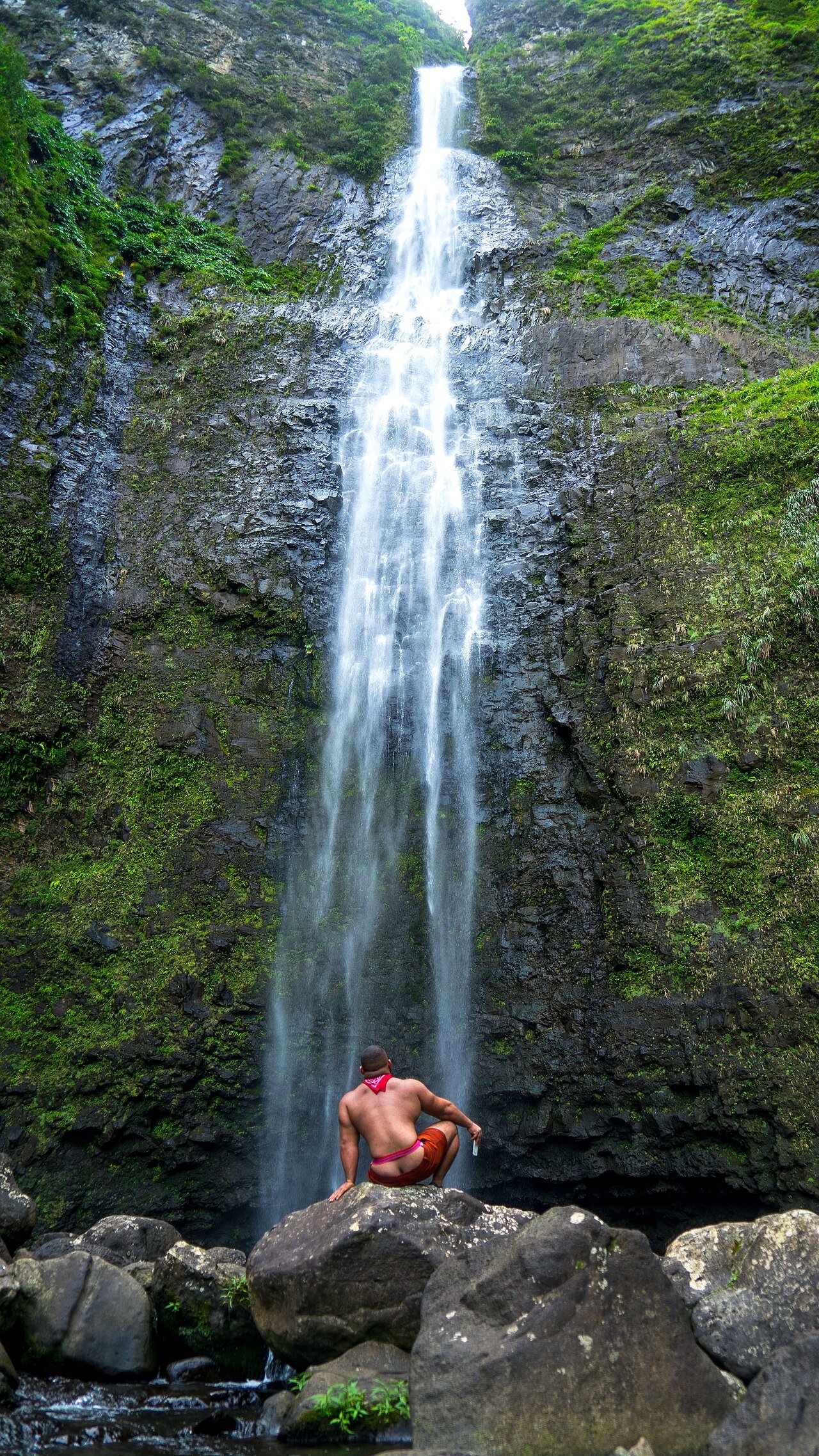 Hanakapiai Falls at the end of the Kalalau Trail day hike