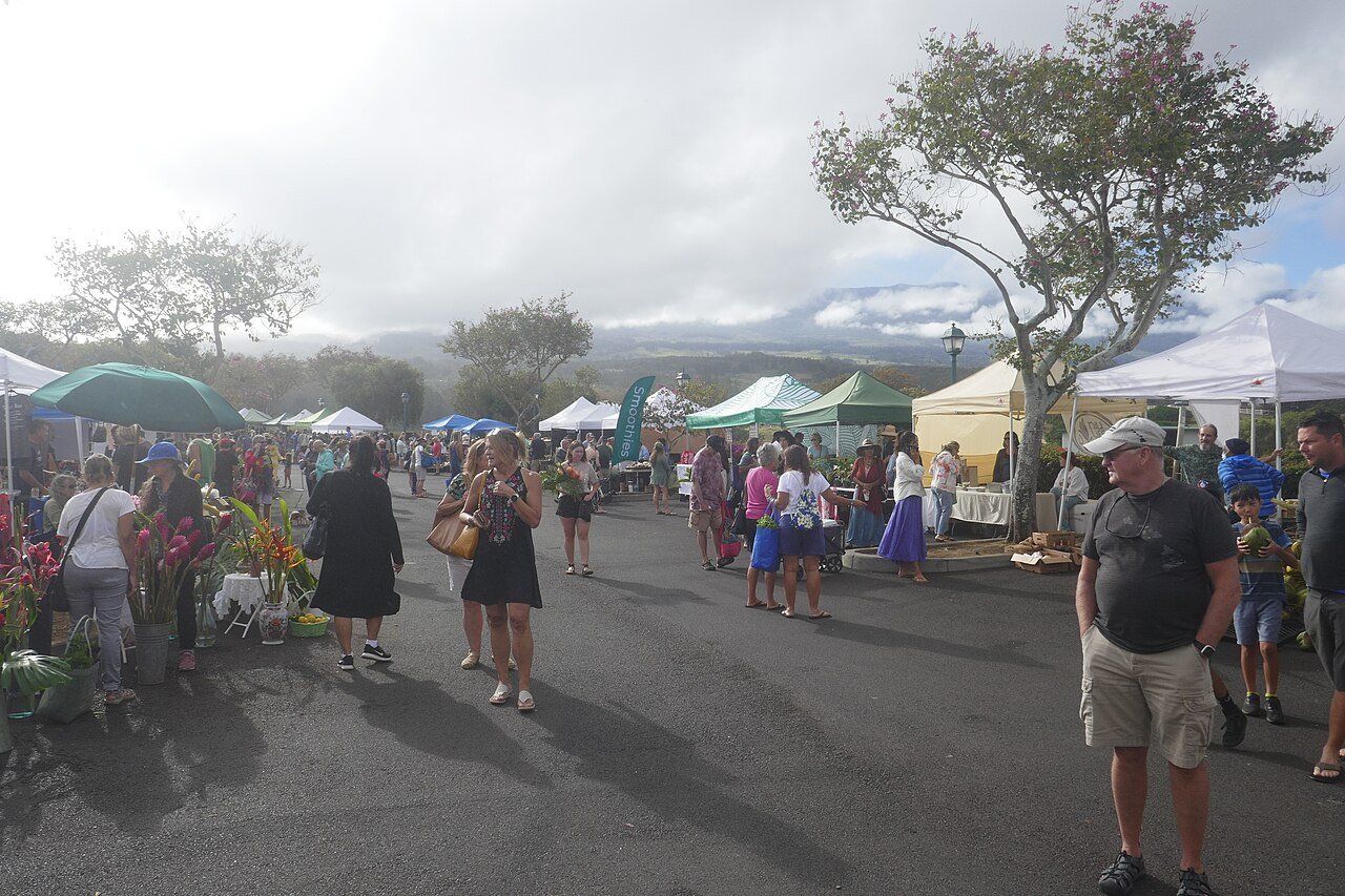 Produce stalls at a Hawaii farmers market